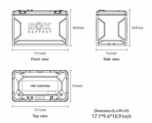 SOK Battery 12V 314Ah Lithium Battery, Built-in heater & Bluetooth, Victron CAN Comms | SOK Battery