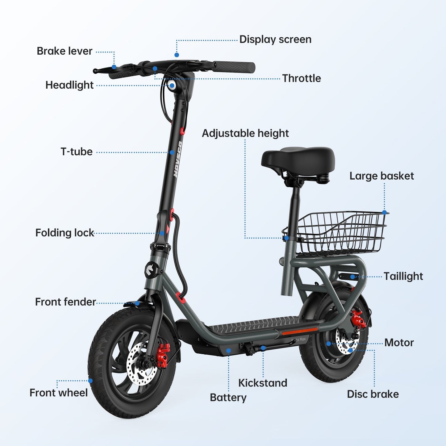 HOVSCO Porto Max Electric Scooter For Commute & Grocery Shopping