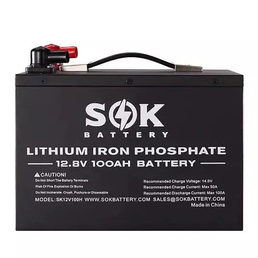 SOK Battery | 12V 100Ah LiFePO4 4D Battery Bluetooth & Built-in Heater Option