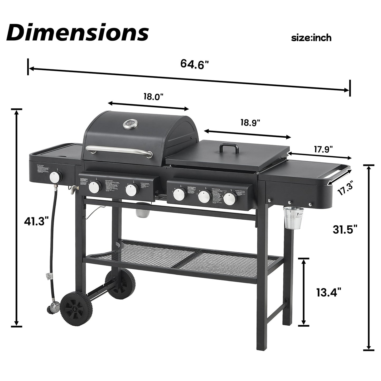 Castelle Flame Heavy-Duty All-In-One Outdoor 5-Burner 56K BTU LP Grill (SAK57124)