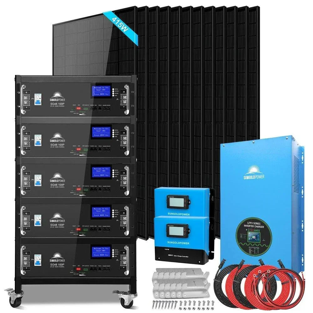 Off-Grid Solar Kit 18000W 48VDC 120V/240V 30.72KWH Lithium Battery 20 X 415 Watts Solar Panels SGR-18K20E