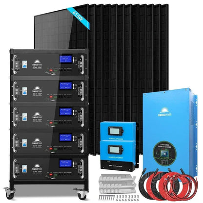 Off-Grid Solar Kit 18000W 48VDC 120V/240V 30.72KWH Lithium Battery 20 X 415 Watts Solar Panels SGR-18K20E
