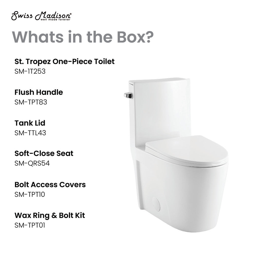 Swiss Madison St. Tropez One-Piece Elongated Toilet Side Flush 1.28 gpf (6 - Pack)