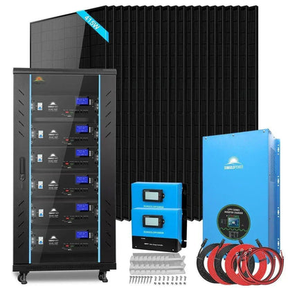 Off-Grid Solar Kit 15000W 48VDC 120V/240V 30.72KWH Lithium Battery 20 X 415 Watts Solar Panels SGR-15K20E