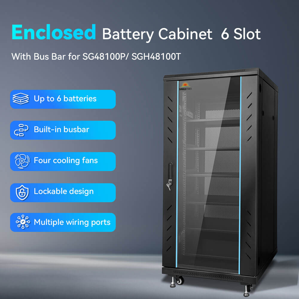 Sungold Power Enclosed Battery Cabinet 6 Slot with Bus Bar for SG48100P/ SGH48100T