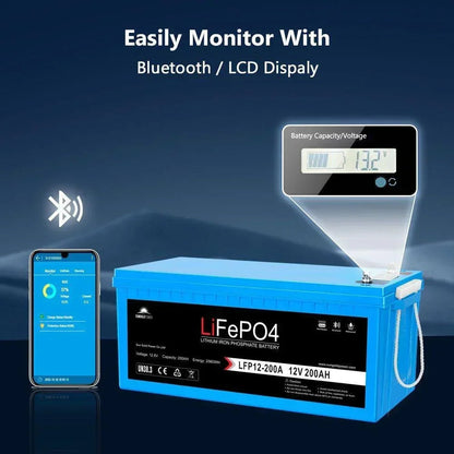 Sungold Power 12V 200Ah LiFePo4 Deep Cycle Lithium Battery Bluetooth / Self-Heating / IP65