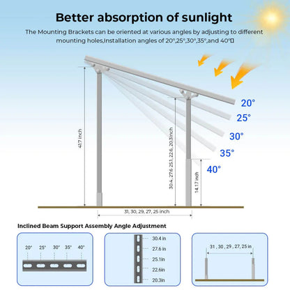 Sungold Power Modular & Expandable Ground Mount Brackets for 2× 400W–590W Solar Panels