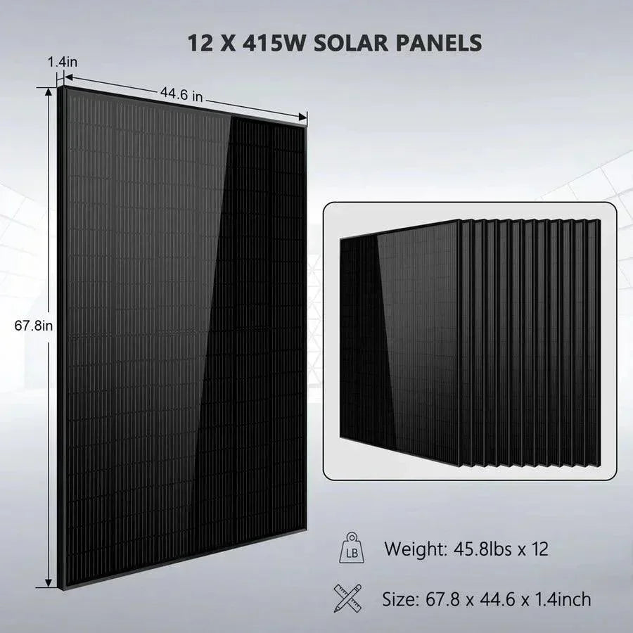 Off-Grid Solar Kit 18000W 48VDC 120V/240V 30.72KWH Lithium Battery 20 X 415 Watts Solar Panels SGR-18K20E