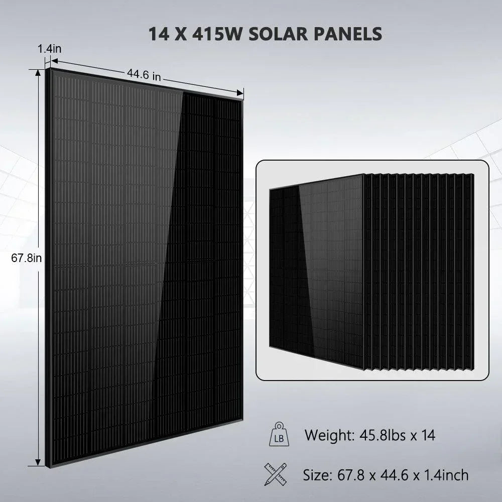 Off-Grid Solar Kit 13000W 48VDC 120V/240V 20.48KWH Lithium Battery 14 X 415 Watts Solar Panels SGR-13KM
