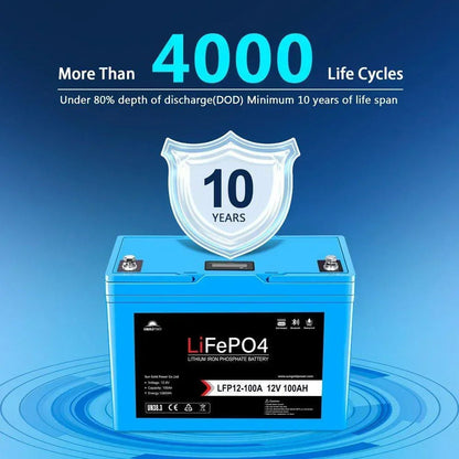 Sungold Power 12V 100AH LiFePO4 Deep Cycle Lithium Battery / Bluetooth /Self-heating / IP65
