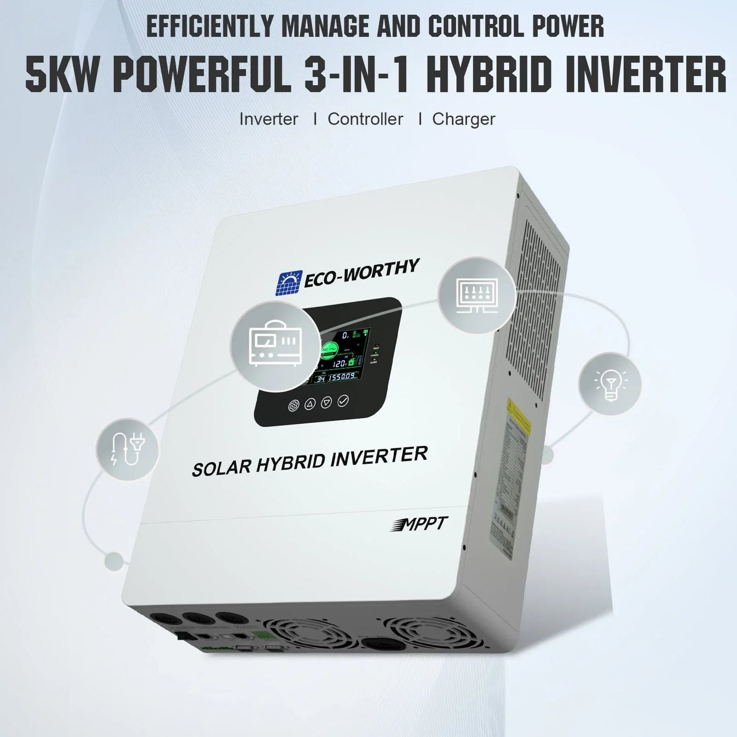 Eco-Worthy Off-Grid Home Power Bundle | 5kW Inverter + 48V 100Ah Server Rack Battery