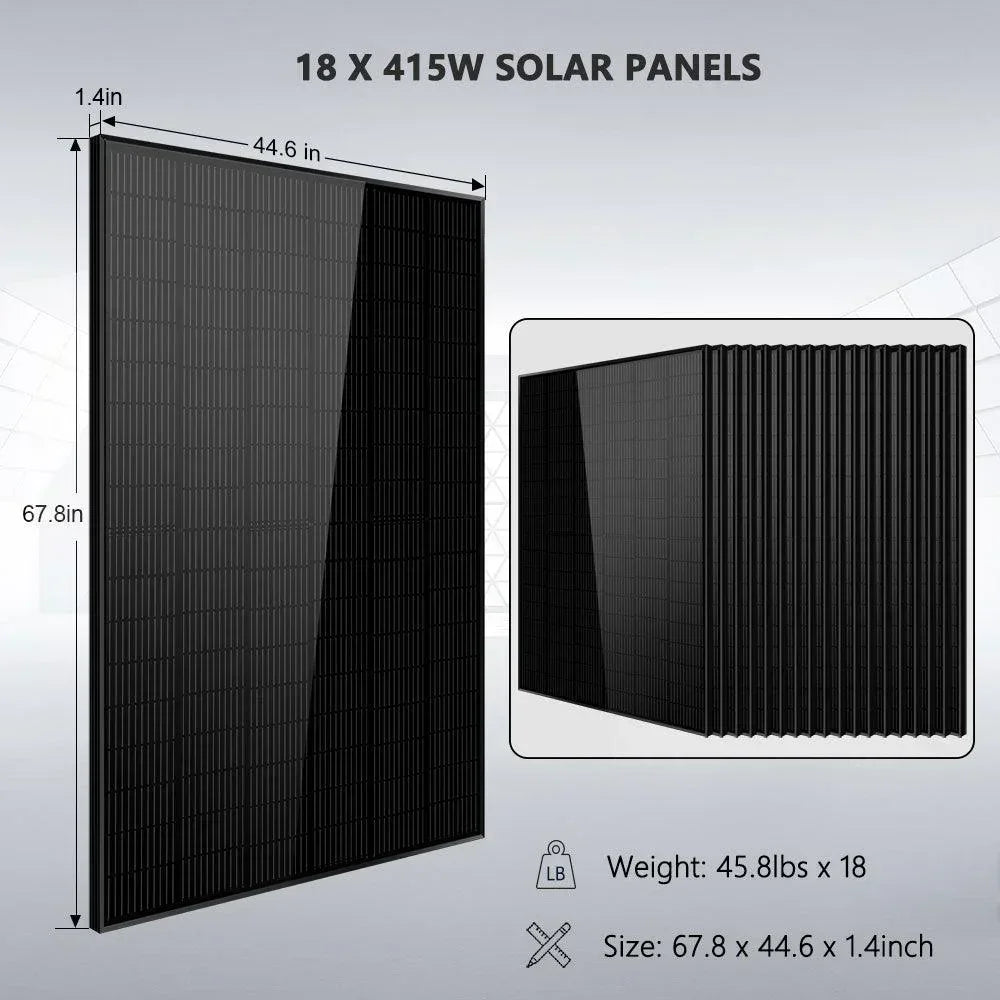 Off-Grid Solar Kit 18000W 48VDC 120V/240V 30.72KWH Lithium Battery 20 X 415 Watts Solar Panels SGR-18K20E