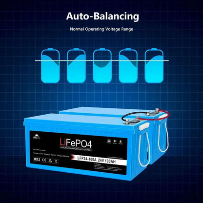 Sungold Power 24V 100Ah LiFePo4 Deep Cycle Lithium Battery Bluetooth Self-Heating / IP65