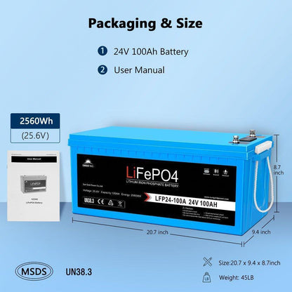 Sungold Power 24V 100Ah LiFePo4 Deep Cycle Lithium Battery Bluetooth Self-Heating / IP65