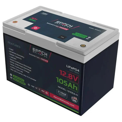 Epoch Batteries 12V 105Ah - Group 24 - Heated & Bluetooth LiFePO4 Battery