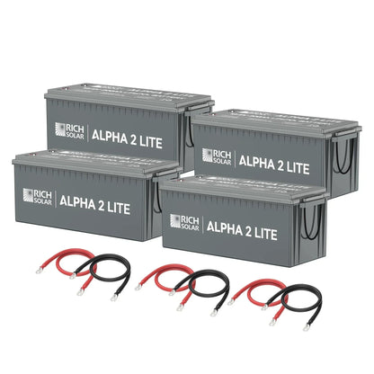 Rich Solar - 800Ah 12V LiFePO4 Off-Grid Battery Kit | 10.2kWh Deep Cycle Lithium Battery Bank | 4 X ALPHA 2 LITE in Parallel