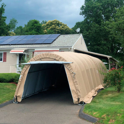 Rhino Shelter | 12’W x 40’L x 8’H Instant Garage (Extended Round Style)