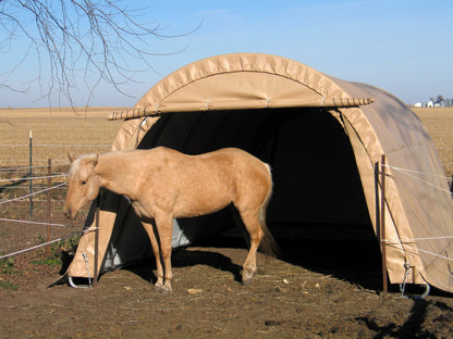 Rhino Shelter | 12'Wx20'Lx8'H Portable Livestock Shelter (Animal Run-In) Round Style