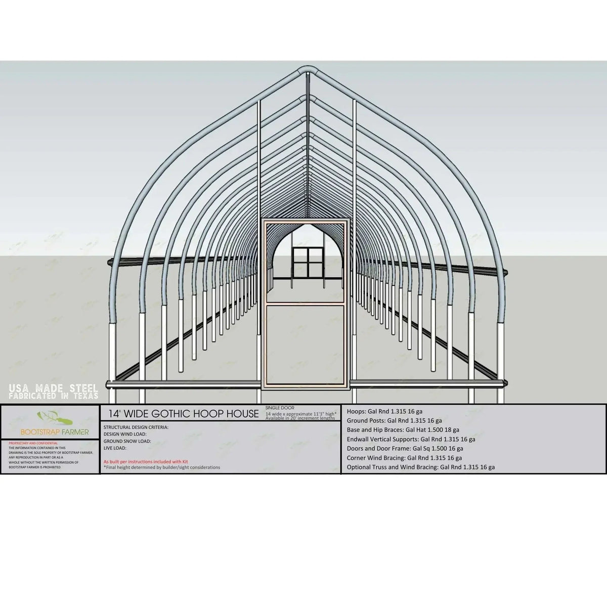 Bootstrap Farmer Gothic All-Metal Hoop House Kit