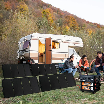 ECO-WORTHY SL3500 Stackable Power Station with 4×200W Portable Solar Panels | 5120 Wh Capacity | Emergency Backup | Portable & Expandable Power & Capacity