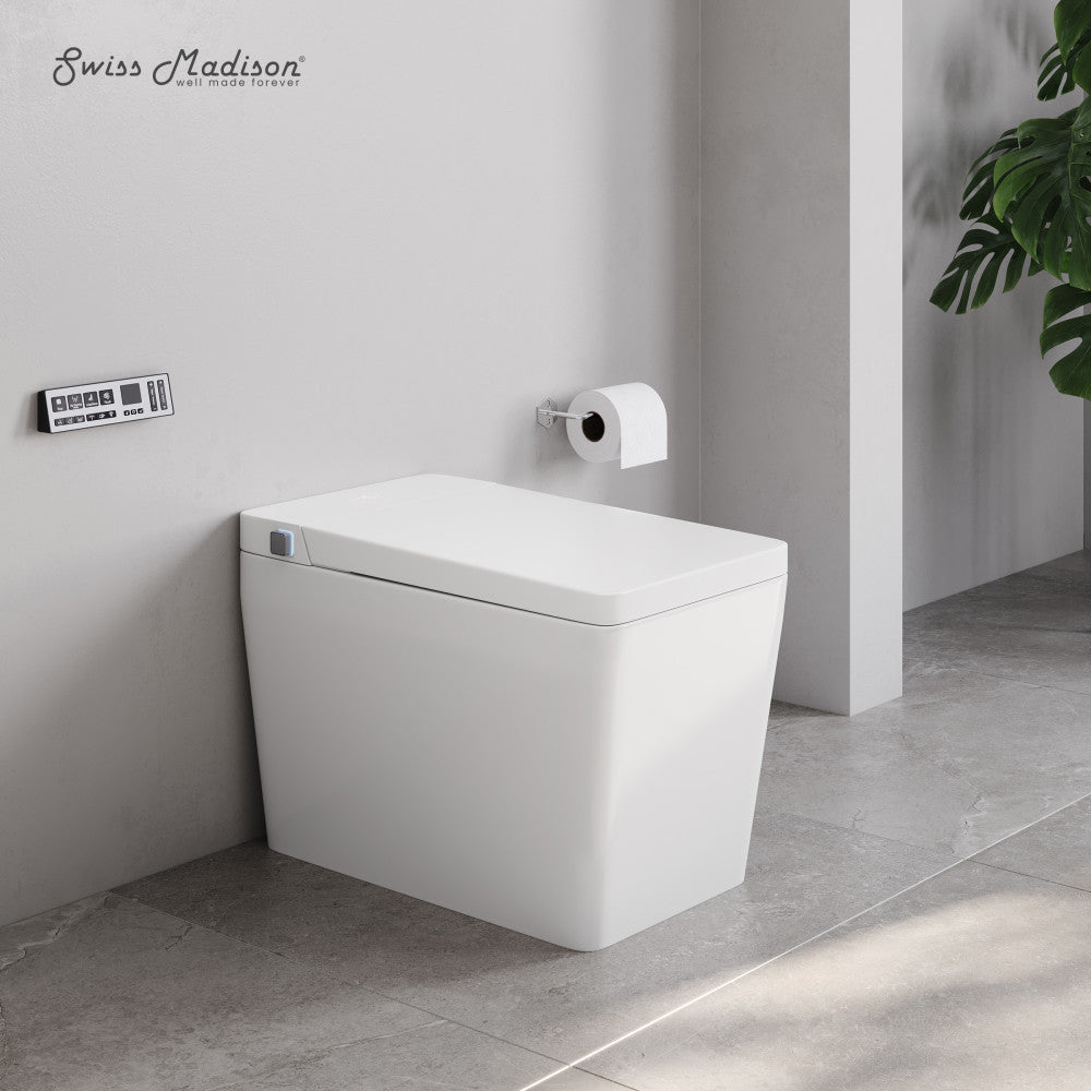 Swiss Madison Concorde Smart One-Piece 1.28 GPF Single Top Flush Toilet in Glossy White