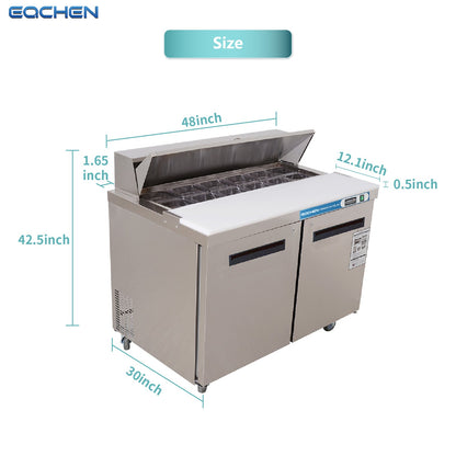 EQCHEN 48 Inch Sandwich Prep Table Refrigerator