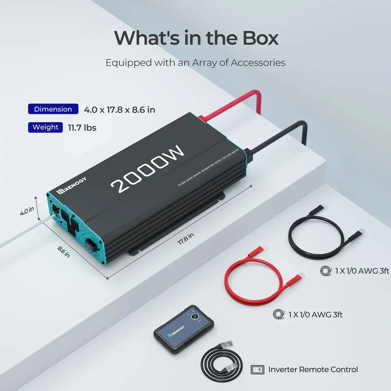 Renogy 2000W 12V Pure Sine Wave Inverter