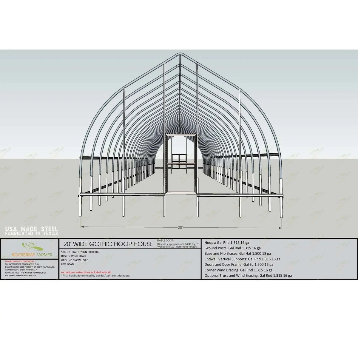 Bootstrap Farmer Gothic All-Metal Hoop House Kit