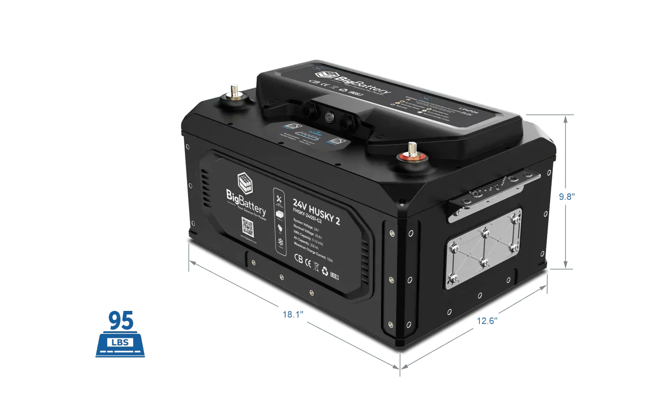 BigBattery 24V HUSKY 2 INV Lithium Battery 5.12kWh 200Ah | LiFePO4 | Inverter Comms | RV | Off-Grid | Marine Battery