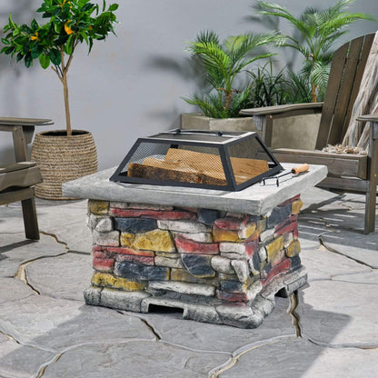 Alora 28-Inch Premium Outdoor Wood Burning Magnesium Oxide Fire Pit With Lid (SAK75214)
