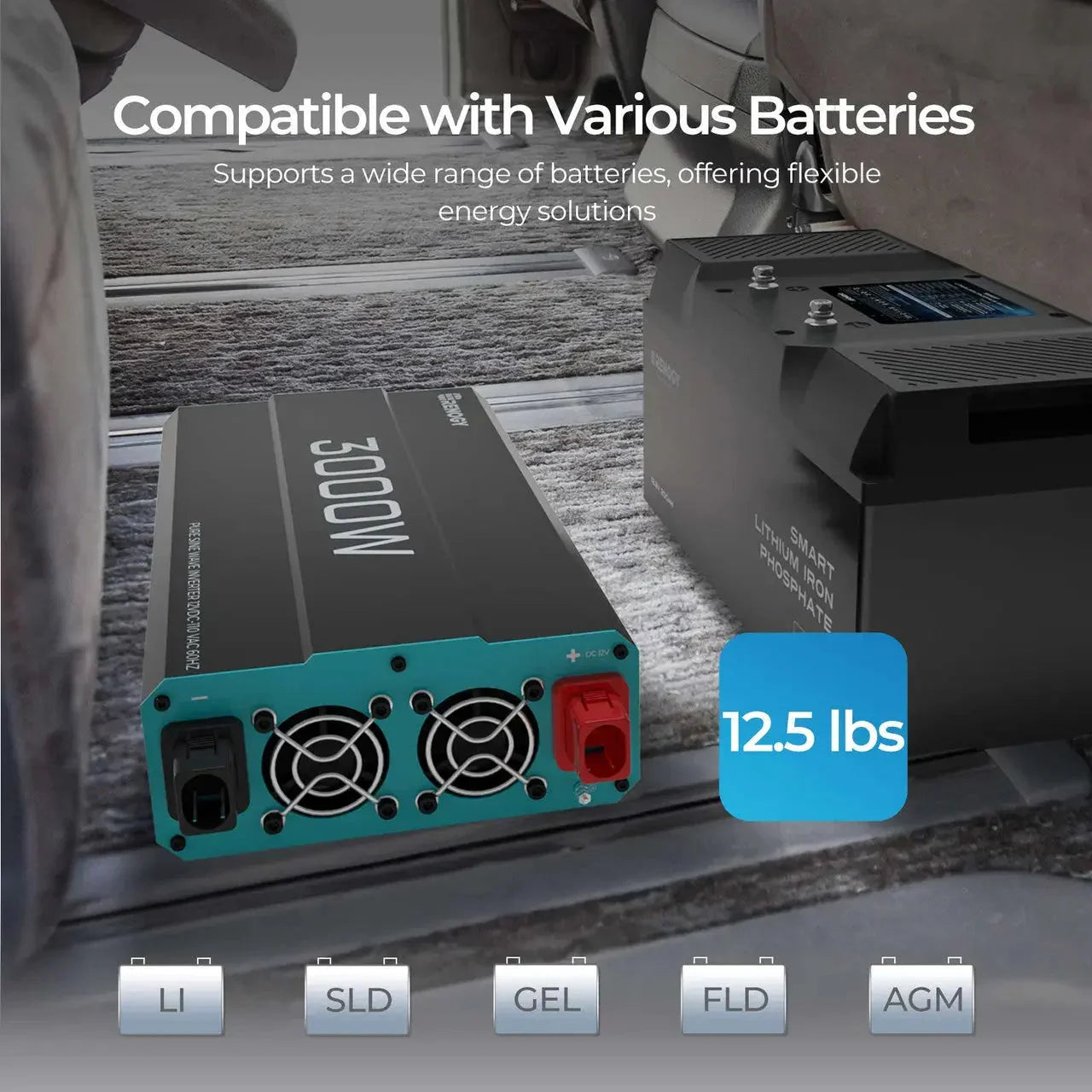 Renogy 700W/1000W/2000W/3000W 12V Pure Sine Wave Inverter