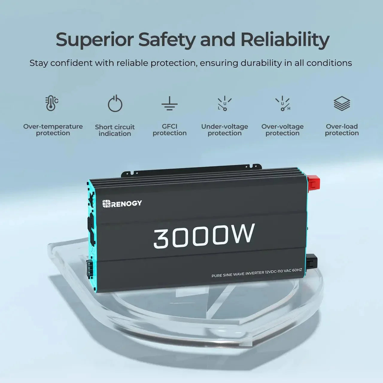 Renogy 700W/1000W/2000W/3000W 12V Pure Sine Wave Inverter