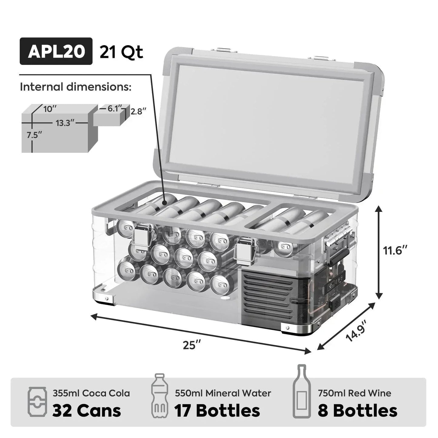 ICECO APL20 21QT Light Duty Single Zone Aluminum Freezer With Cover