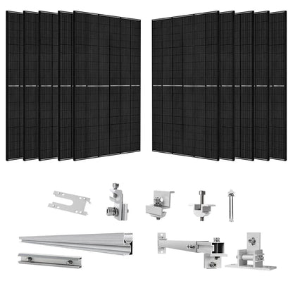Nature's Generator 410 Watt Monocrystalline Solar Panel (10 Pack) With Solar Panel Mount Rack