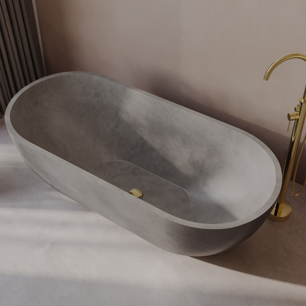 Swiss Madison Claire 60" Freestanding Concrete Bathtub in Gray, Drain Included