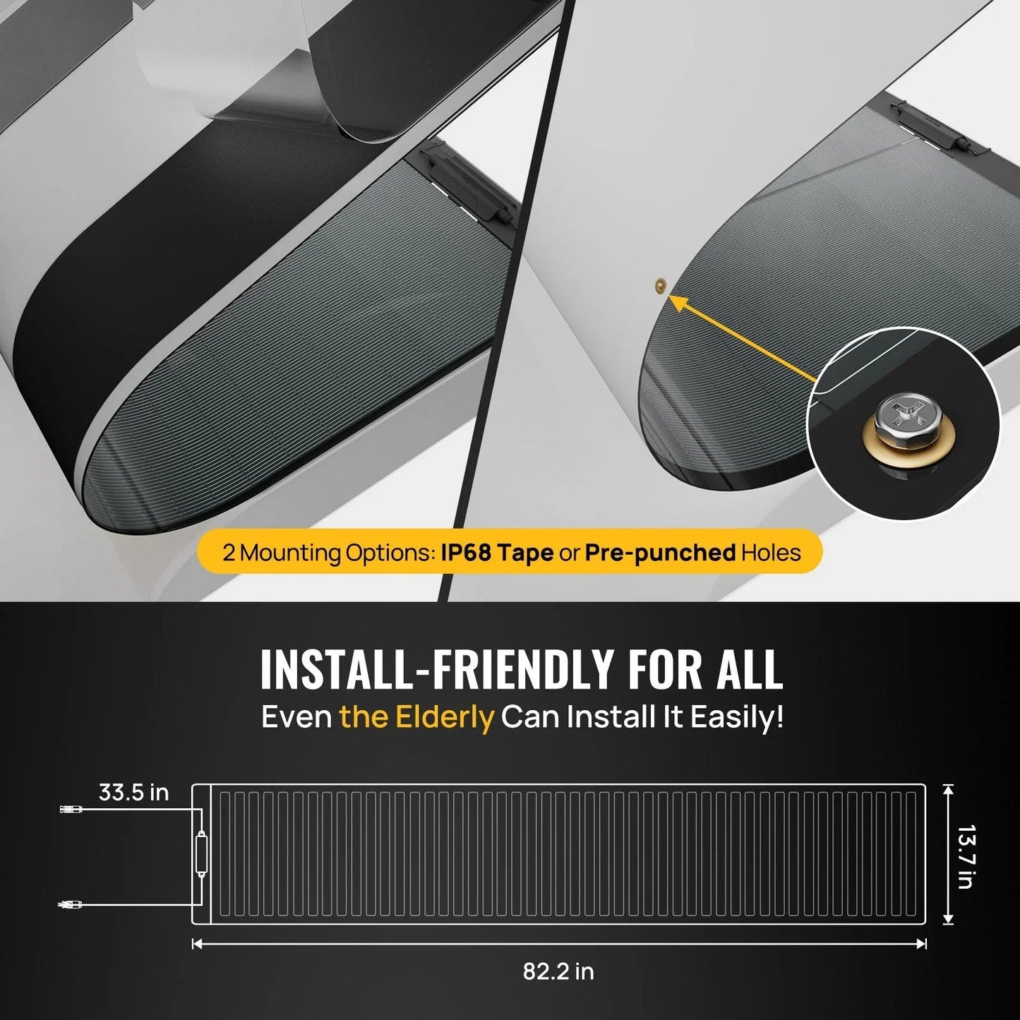 BougeRV Yuma 100W CIGS Thin-film Flexible Solar Panel with Tape (Long Version)