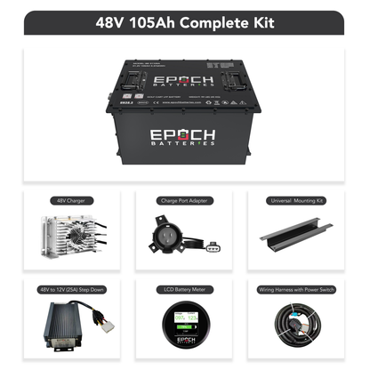 Epoch Batteries 48V 105Ah - LiMax Series - Lithium (LiFePO4) Golf Cart Battery - Complete Kit