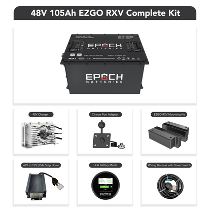 Epoch Batteries 48V 105Ah - LiMax Series - Lithium (LiFePO4) Golf Cart Battery - Complete Kit