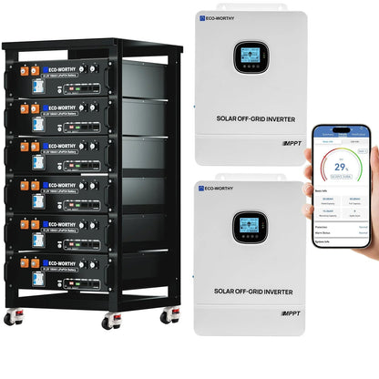 ECO-WORTHY 20.48KWh/30.72KWh Home Backup Power With 48V 100Ah LiFePO4 And 10000W 48V Off-Grid Inverter