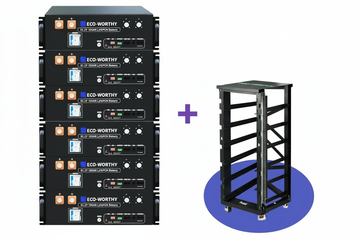 ECO-WORTHY 48V 100Ah Server Rack Battery | 5.12kWh V3 Lithium Battery | UL1973 | UL9540A | CEC