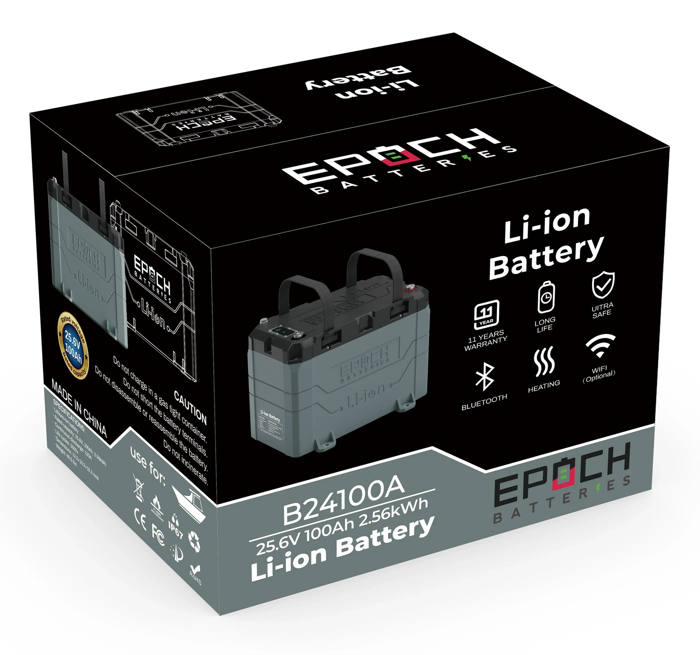 Epoch Batteries 24V 60Ah (1.54kWh) Pro Series - Heated, Bluetooth & Victron Comms LiFePO4 Battery