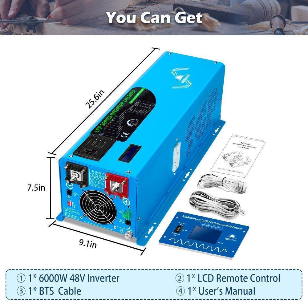 Sungold Power 6000W DC 48V Split Phase Pure Sine Wave Inverter With Charger