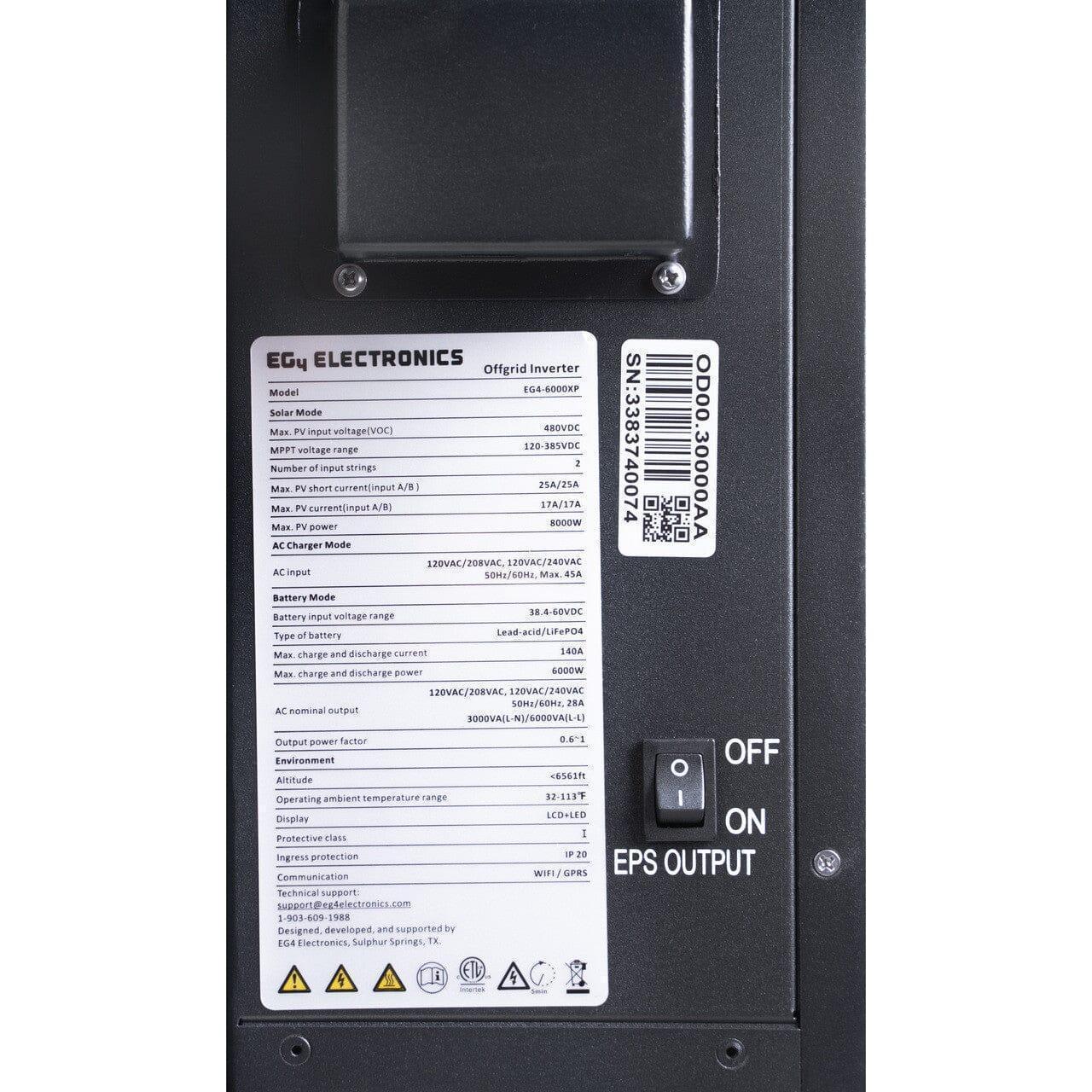 EG4 6K XP Off-Grid Inverter 6,000W Output | 48V 120/240V Split Phase | All-In-One Solar Inverter