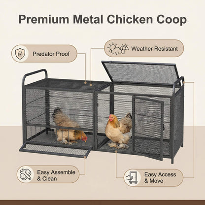 63-Inch Heavy-Duty Large Metal Chicken Coop Cage (SAK13568)