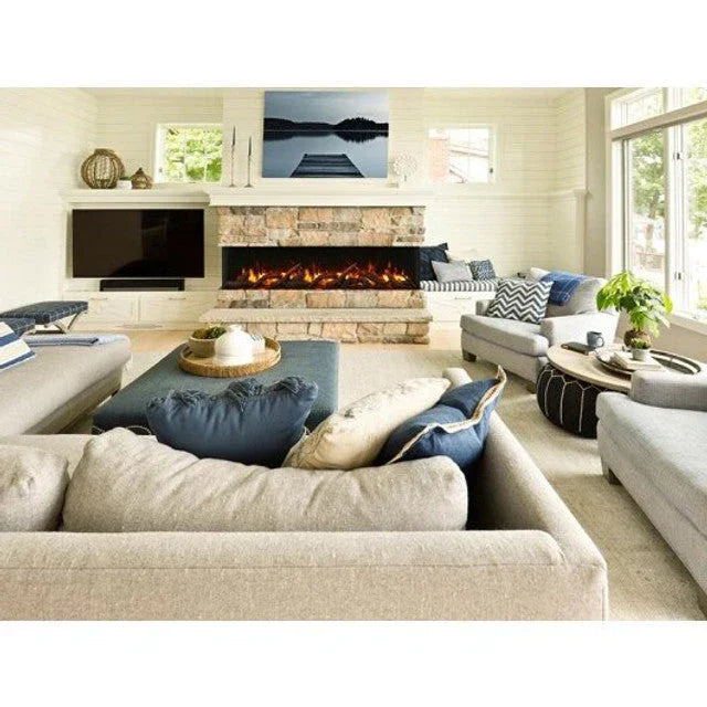 Amantii 72 Inch Tru-View Slim Smart Indoor Outdoor 3 Sided Electric Fireplace
