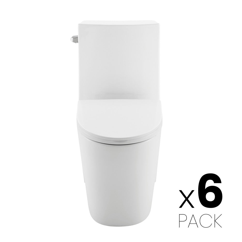 Swiss Madison St. Tropez One-Piece 10" Rough-in 1.28 GPF Left Flush Elongated Toilet in Glossy White (6 - Pack)