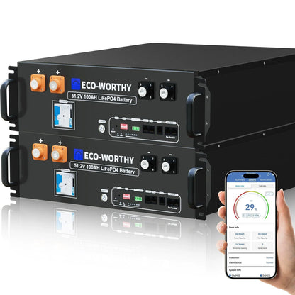 ECO-WORTHY 48V 100Ah Server Rack Battery | 5.12kWh V3 Lithium Battery | UL1973 | UL9540A | CEC