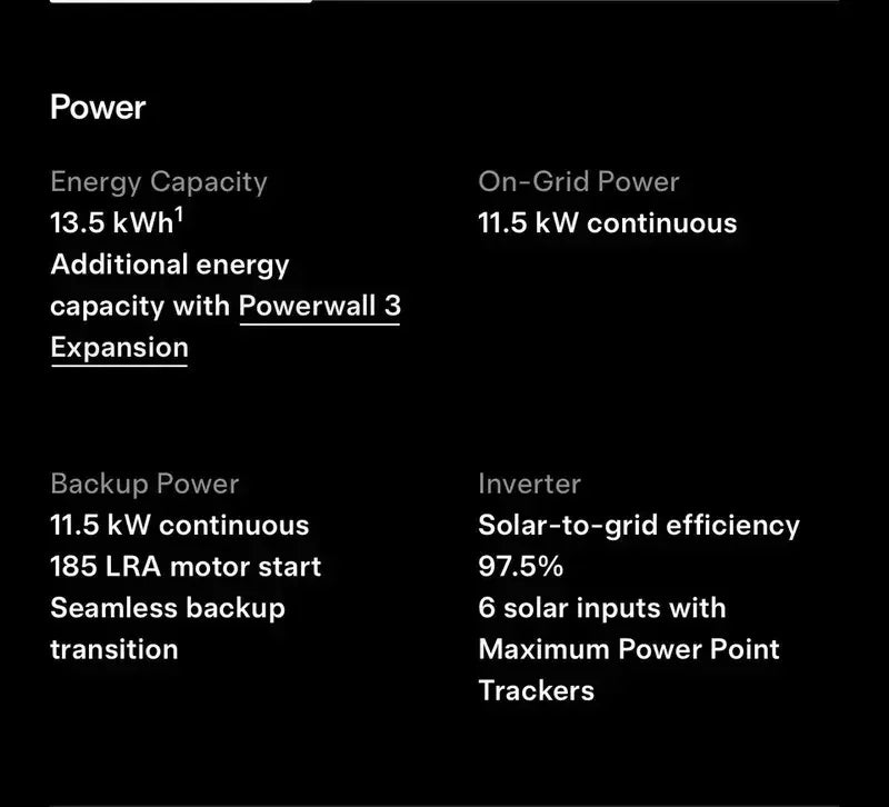 Tesla Powerwall 3 Battery 13.5kWh with Integrated 11.5kW Inverter 1707000-11-Y