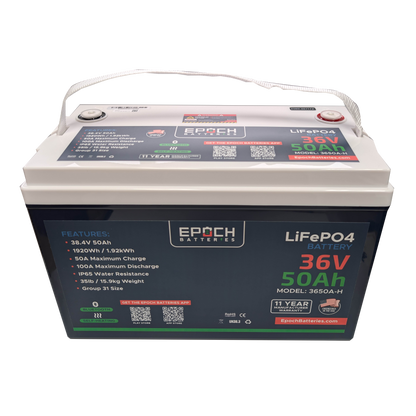 Epoch Batteries 36V 50Ah Essential Series - Bluetooth & Heated LiFePO4 Battery