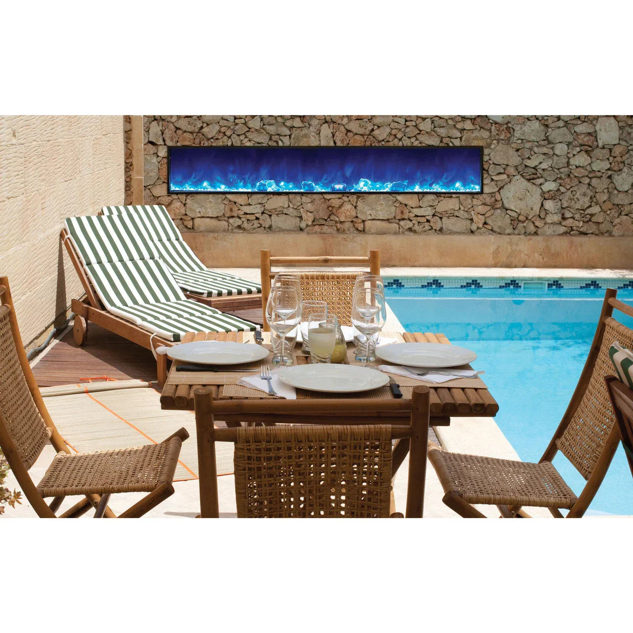 Amantii 88 Inch Panorama Slim BI-88-SLIM-OD Linear Indoor or Outdoor Electric Fireplace